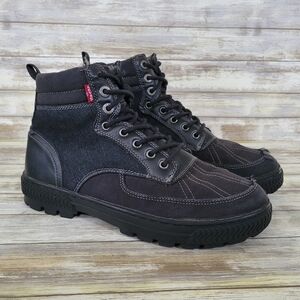 Levi's High Top Distressed Canvas Denim Lace-Up Sneaker Boots Men's 9.5 Black